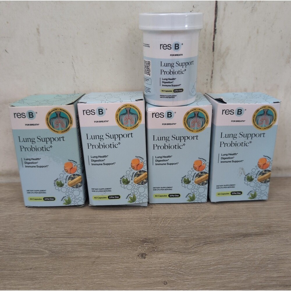 Lot Of 5 ResB Lung Support Probiotic 60 Capsules Brand New Exp 7/2027